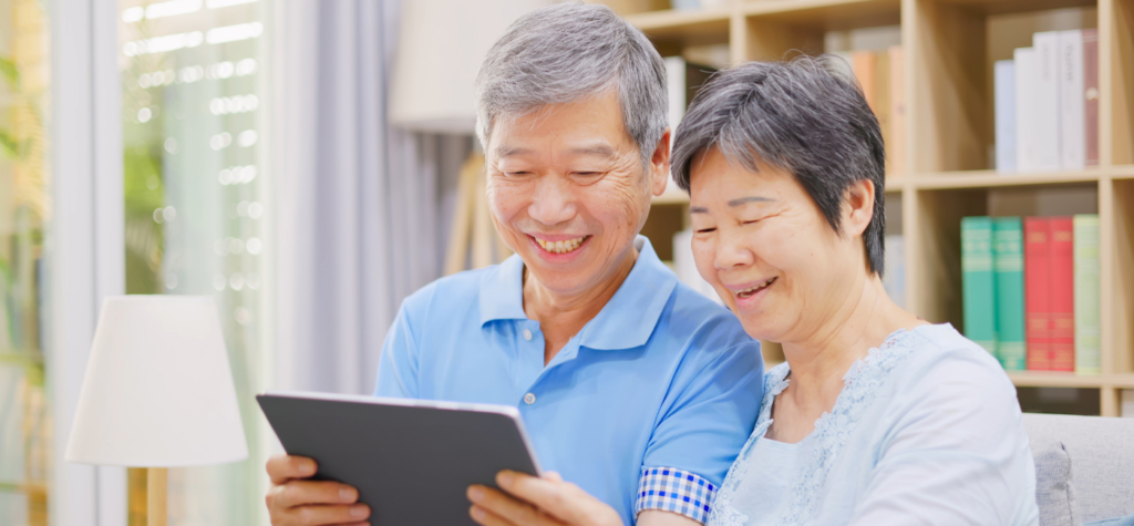 elderly couple engaging with our elder care services in newark